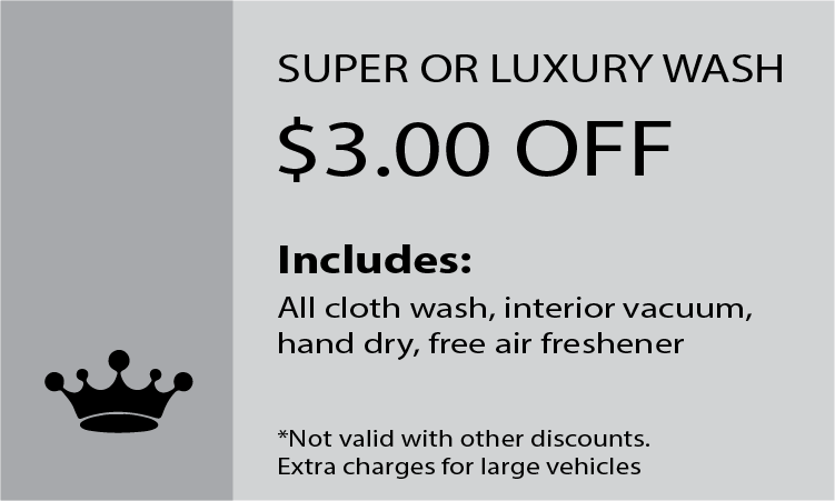 Deal: $3.00 Off Super and Luxury Washes